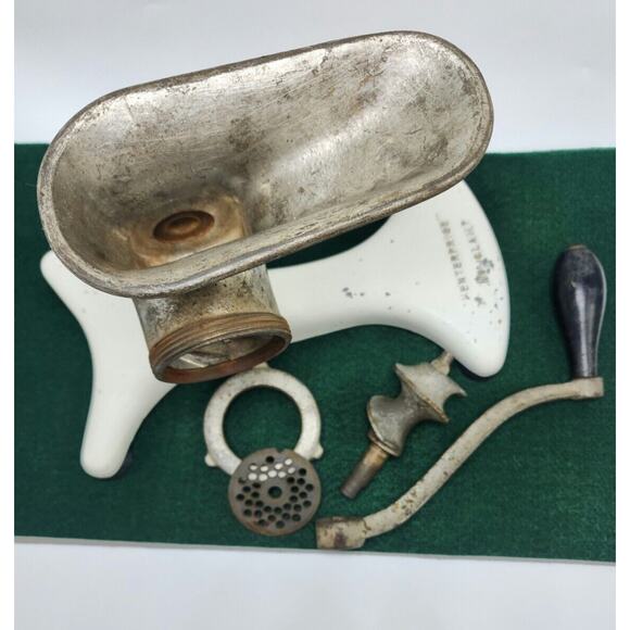 Vintage 70s Meat‎ Grinder Enterprise K-1978 White Cast-Iron No Clamp - Picture 4 of 16